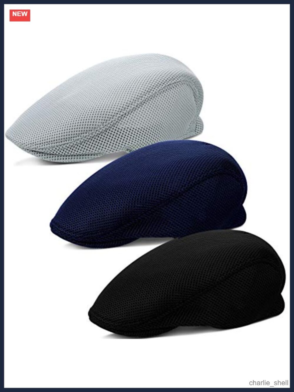 Syhood 3 Pcs Mesh Flat Cap Newsboy Hat Polyester Breathable Men